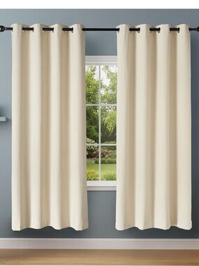 New beige blackout grommet curtains 52 x 84”